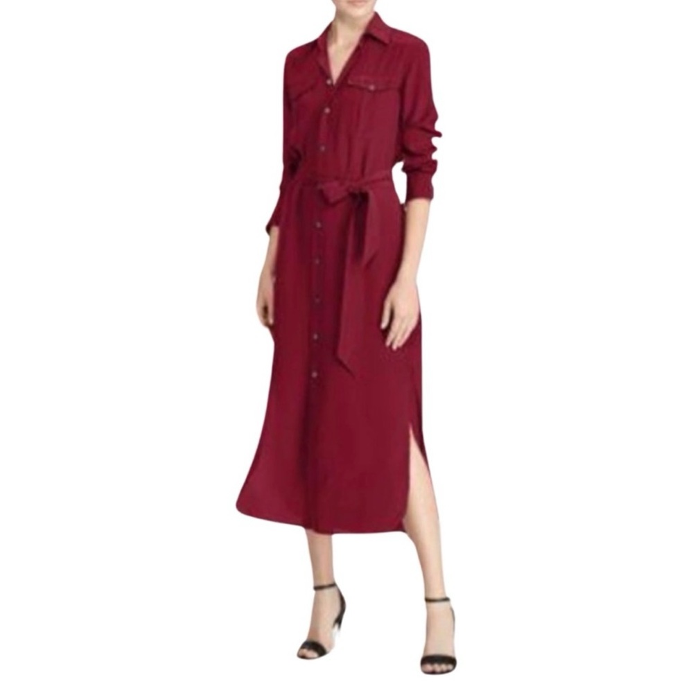 Lauren Ralph Lauren Button Down Tie Dress size 4 in wine